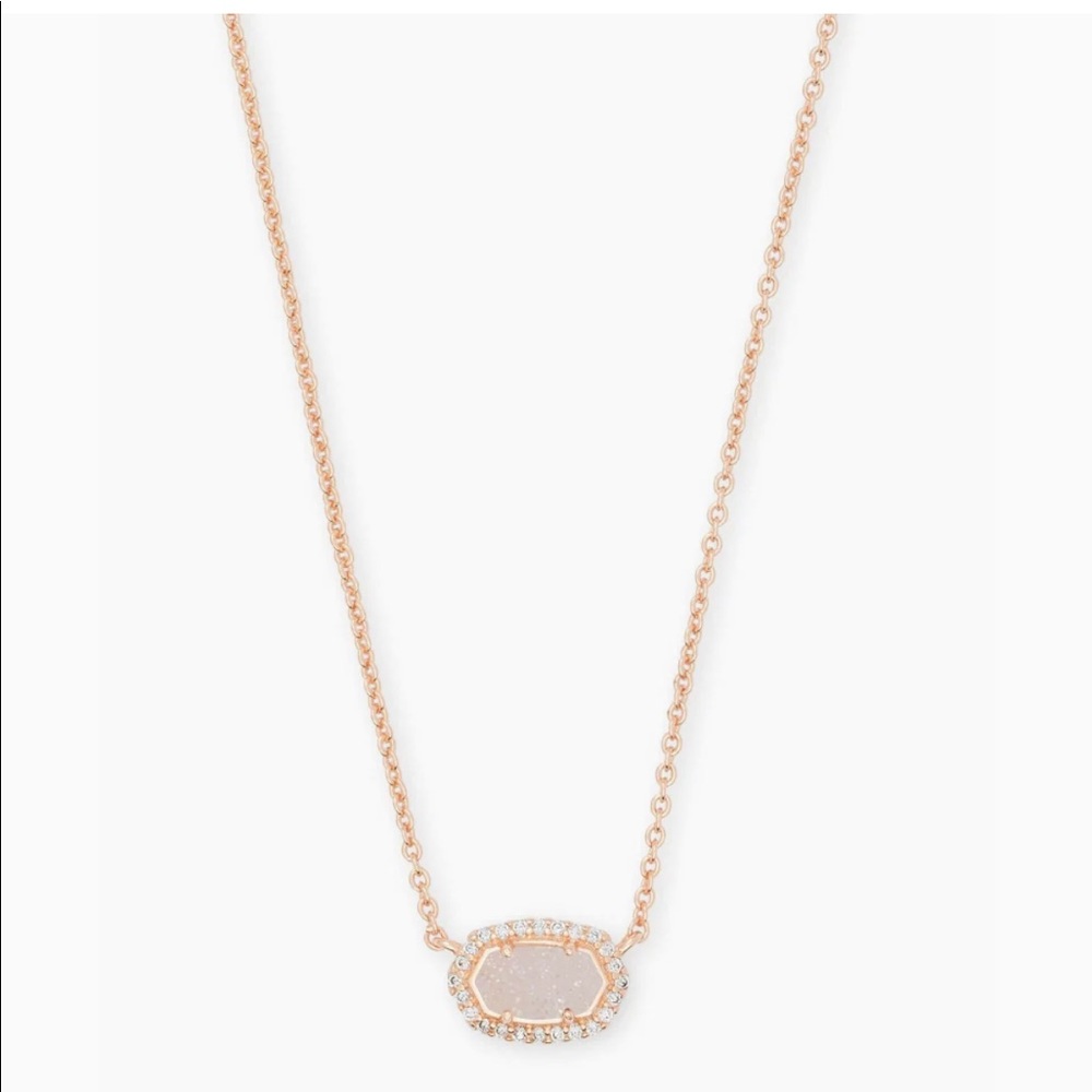 Kendra Scott Chelsea Iridescent Drusy Rose Gold Necklace